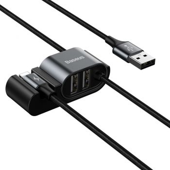 BASEUS καλώδιο αυτοκινήτου USB σε Lightning CALHZ-01, 2x USB, 3A, μαύρο - Cables