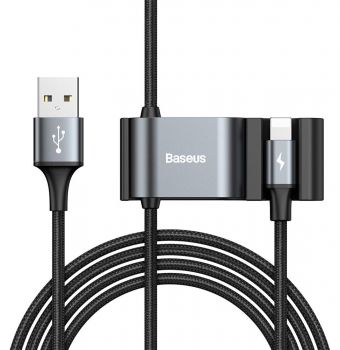 BASEUS καλώδιο αυτοκινήτου USB σε Lightning CALHZ-01, 2x USB, 3A, μαύρο - Cables