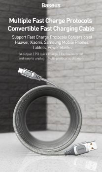 BASEUS καλώδιο USB σε USB Type-C CATSS-B0S, 5A, 2m, γκρι - Καλώδια