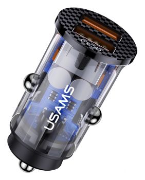 USAMS USB φορτιστής αυτοκινήτου US-CC122, 2x USB, 36W, διάφανος - Φορτιστές κινητών