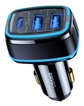 USAMS USB φορτιστής αυτοκινήτου, US-CC126, 3x USB, 80W, μαύρος - Mobile chargers