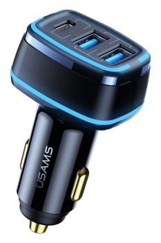 USAMS USB φορτιστής αυτοκινήτου, US-CC126, 3x USB, 80W, μαύρος - Mobile chargers