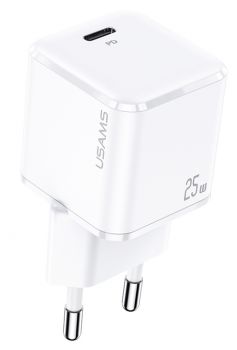 USAMS φορτιστής τοίχου T42, USB Τype-C, Super Si, PD QC 3.0, 25W, λευκός - Mobile chargers