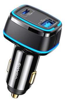 USAMS φορτιστής αυτοκινήτου US-CC142, USB & Type-C, 120W, μαύρος - Φορτιστές κινητών