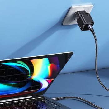 USAMS φορτιστής τοίχου T45, USB Τype-C, Super Si, PD, QC, 30W, μαύρος - Mobile chargers