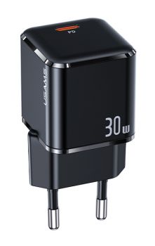 USAMS φορτιστής τοίχου T45, USB Τype-C, Super Si, PD, QC, 30W, μαύρος - Mobile chargers