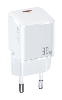 USAMS φορτιστής τοίχου T45, USB Τype-C, Super Si, PD, QC, 30W, λευκός - Mobile chargers