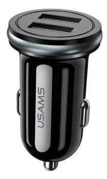 USAMS φορτιστής αυτοκινήτου C4, 2x USB, 4.8A, μεταλλικός, μαύρος - Mobile chargers