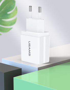 USAMS φορτιστής τοίχου T24 US-CC090, 2x USB, 2.1A, λευκός - Φορτιστές κινητών