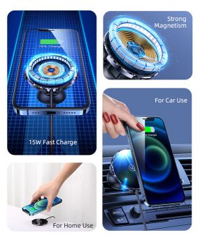 USAMS ασύρματος φορτιστής & βάση αυτοκινήτου US-CD164, 15W, μαύρος - Stands - Selfie Sticks