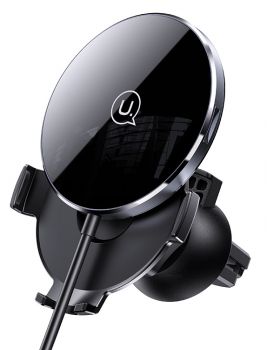 USAMS ασύρματος φορτιστής & βάση αυτοκινήτου US-CD164, 15W, μαύρος - Stands - Selfie Sticks