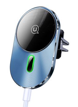 USAMS ασύρματος φορτιστής & βάση αυτοκινήτου US-CD170, 15W, γκρι - Stands - Selfie Sticks