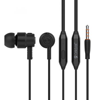 CELEBRAT Earphones CLB-V1-BK με μικρόφωνο, 10mm, 3.5mm, 1.2m, μαύρα - Earphones - Bluetooth