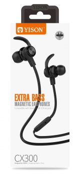 YISON Earphones με μικρόφωνο CX300, on/off, 1.2m, με μαγνήτη, μαύρα - Earphones - Bluetooth