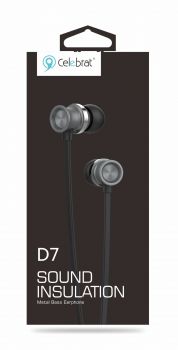 CELEBRAT Earphones με μικρόφωνο D7, 10mm, 3.5mm, 1.2m, μαύρα - Earphones - Bluetooth