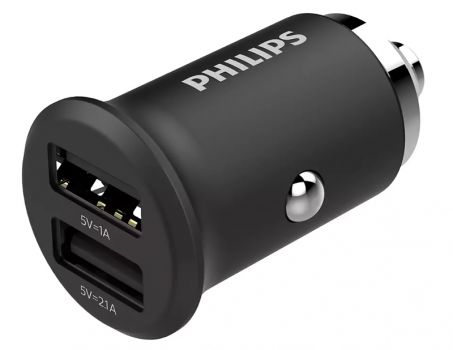 PHILIPS φορτιστής αυτοκινήτου DLP2520-00, 2x USB, 3.1A 15.5W, μαύρος - Mobile chargers