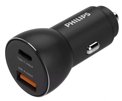 PHILIPS φορτιστής αυτοκινήτου DLP2521-00, USB & Type-C, 36W, μαύρος - Φορτιστές κινητών