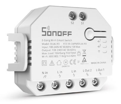 SONOFF smart διακόπτης DUALR3, 2-Gang, WiFi, 15A, λευκός - Electrical equipment