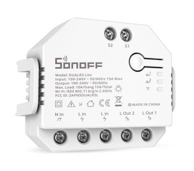 SONOFF smart διακόπτης DUALR3 Lite, 2-Gang, Wi-Fi, 15A, λευκός - Electrical equipment
