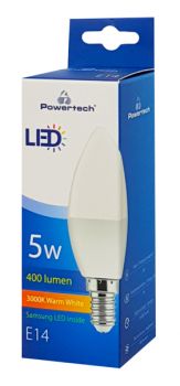 POWERTECH LED Λάμπα Candle E14-004 5W, 3000K, E14, Samsung LED, IC - Lighting