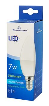 POWERTECH LED Λάμπα Candle E14-005 7W, 6500K, E14, Samsung LED, IC - Lighting