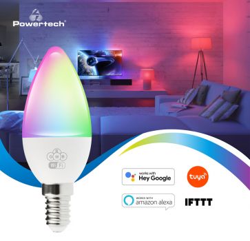 POWERTECH Smart λάμπα LED E14-009, Wi-Fi, 5W, E14, RGB 2700-6500K - Lighting