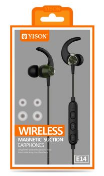 YISON Bluetooth earphones E14 με μικρόφωνο HD, Magnetic, 10mm, μαύρα - Earphones - Bluetooth