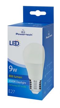 POWERTECH LED Λάμπα Globe E27-004 9W, 6500K, E27, Samsung LED, IC - Lighting