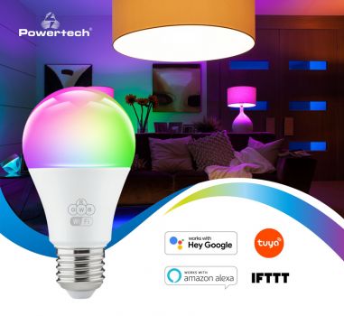 POWERTECH Smart λάμπα LED E27-013, Wi-Fi, 10W, E27, RGB 2700-6500K - Lighting