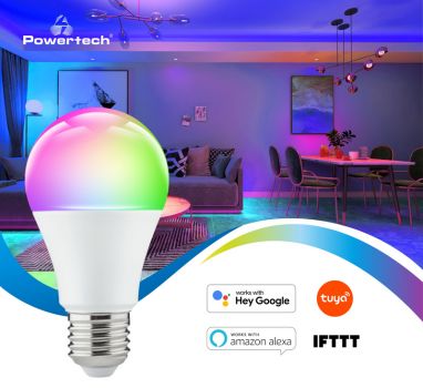 POWERTECH Smart λάμπα LED E27-014, Bluetooth, 10W, E27, RGB 2700-6500K - Lighting