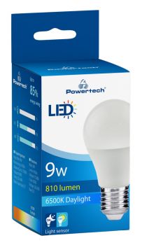 POWERTECH LED λάμπα A60 E27-015, με αισθητήρα φωτός, 9W, 6500K, E27 - Lighting