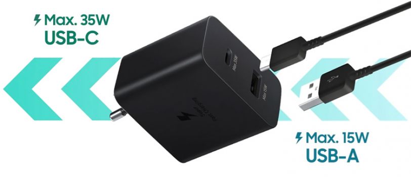 SAMSUNG φορτιστής τοίχου EP-TA220NBEGEU, USB & Type-C, 35W 3A, μαύρος - Φορτιστές κινητών