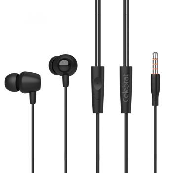 CELEBRAT Earphones Fly 1 με μικρόφωνο, 10mm, 3.5mm, 1.2m, μαύρα - Earphones - Bluetooth