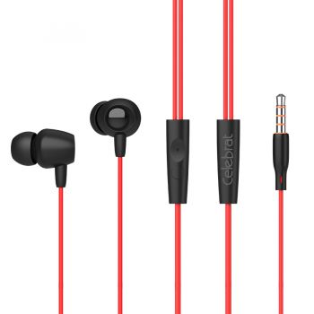 CELEBRAT Earphones Fly 1 με μικρόφωνο, 10mm, 3.5mm, 1.2m, κόκκινα - Earphones - Bluetooth