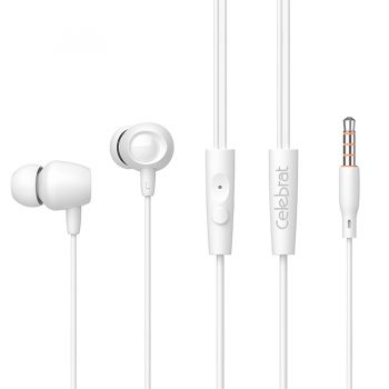 CELEBRAT Earphones Fly 1 με μικρόφωνο, 10mm, 3.5mm, 1.2m, λευκά - Earphones - Bluetooth