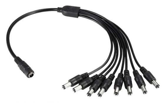 FOLKSAFE splitter DC1F8M, 1 θηλυκό σε 8 αρσενικά, 5.5x2.1mm, 4τμχ - Security systems