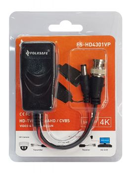 FOLKSAFE video & power balun transmitter FS-HD4301VP, 4K, έως 400m, RJ45 - Security systems