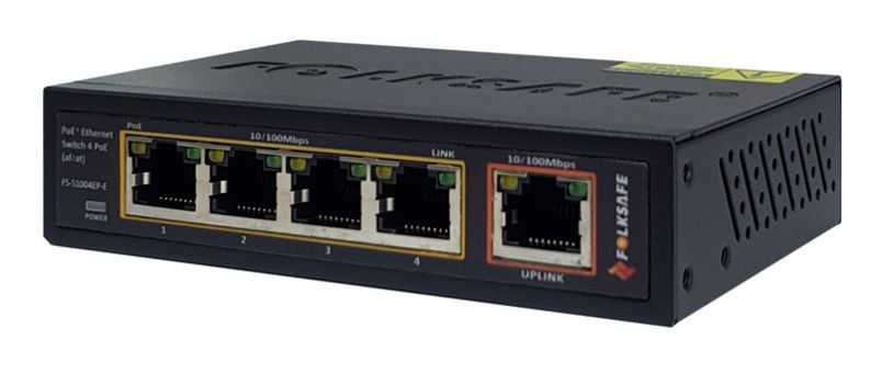 FOLKSAFE PoE Ethernet Switch FS-S1004EP-E, 4 Ports 10/100Mbps - Security systems