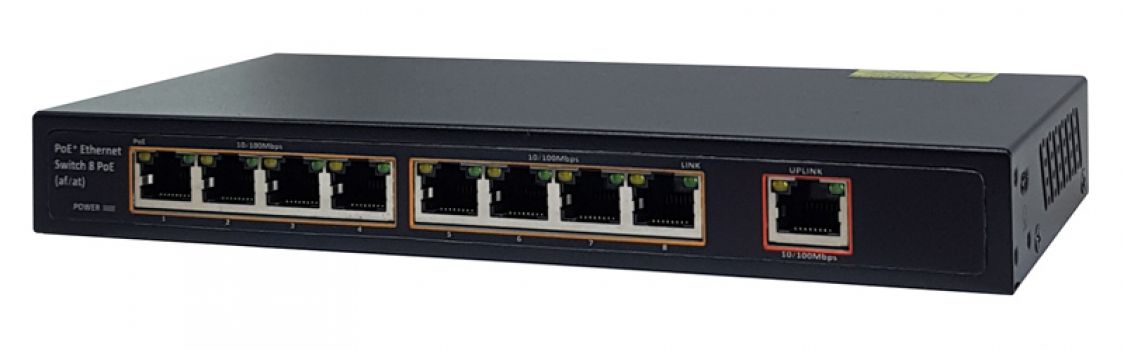 FOLKSAFE PoE Ethernet Switch FS-S1008EP-E, 8 Ports 10/100Mbps - Security systems
