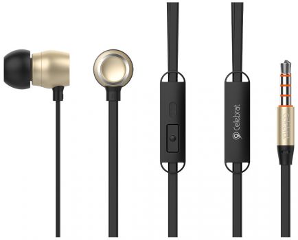 CELEBRAT earphones με μικρόφωνο G10, 10mm, 3.5mm, 1.2m, χρυσά - Earphones - Bluetooth