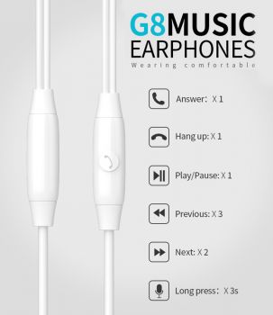 CELEBRAT earphones με μικρόφωνο G8, 3.5mm, 1.2m, μαύρα - Earphones - Bluetooth