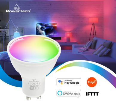 POWERTECH Smart λάμπα LED GU10-001, Wi-Fi, 5W, GU10, RGB 2700-6500K - Lighting