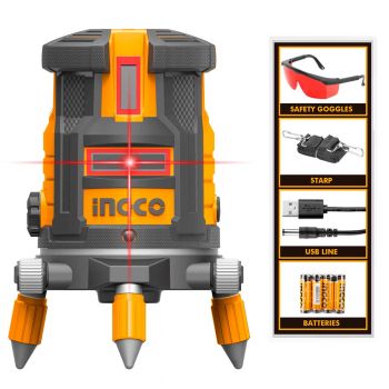 Αυτοαλφαδιαζόμενο Laser Σταυρού με 5 Κόκκινες Δέσμες - Laser