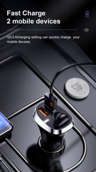 JOYROOM φορτιστής αυτοκινήτου με earphone JR-CP2, 2x USB, 28W, μαύρος - Mobile chargers