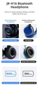 JOYROOM headphones JR-H16, wireless & wired, BT 5.0, μαύρα - Earphones - Bluetooth
