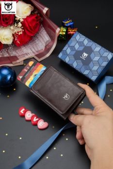 Bull Captain® Δερμάτινο πορτοφόλι Καρτοθήκη KB464 Καφέ - Bags - Wallets