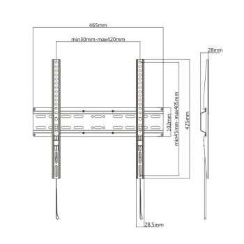 BRATECK Επιτοίχια Βάση KL25-44F για Monitor 32