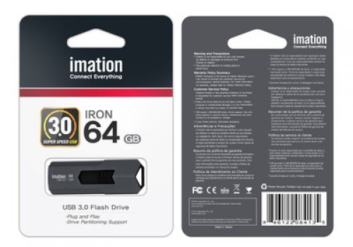 IMATION USB Flash Drive Iron KR03020023, 64GB, USB 3.0, γκρι - Περιφερειακά PC