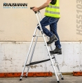 Krausmann - Aluminum Staircase 6 + 1 Stairs with safety belt - Ladders