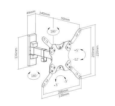 Brateck επιτοίχια βάση LDA21-221 για monitor 13-42